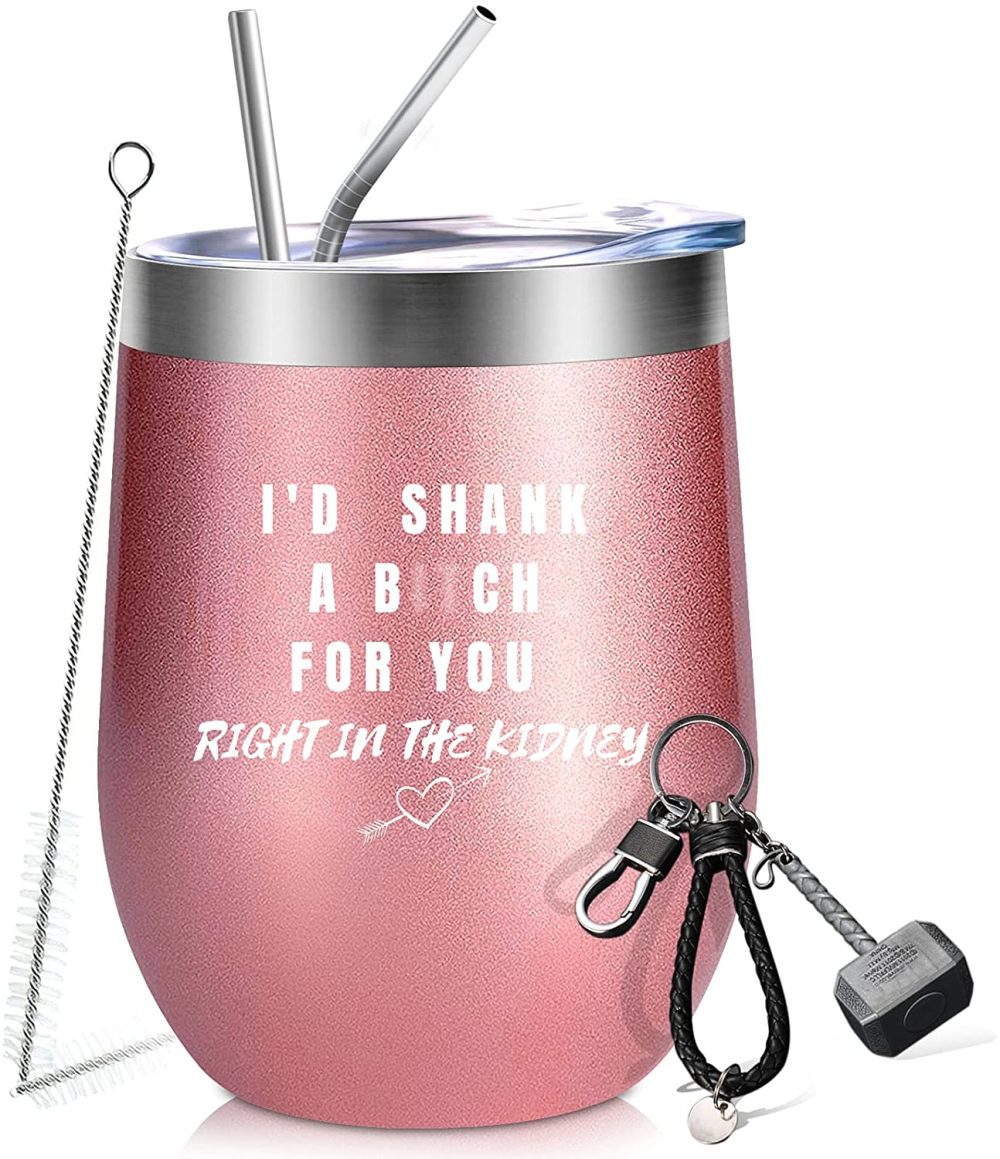 Wine Accessories |  Best Friend Birthday Gifts For,Mom,Friends Female,Sister,Funny Inspirational Personalized Friendship Gifts For,Sister Birthday Gifts From Sister-12 Oz Stainless Steel Wine Tumbler Bar Tools & Drinkware Bar Tools & Drinkware