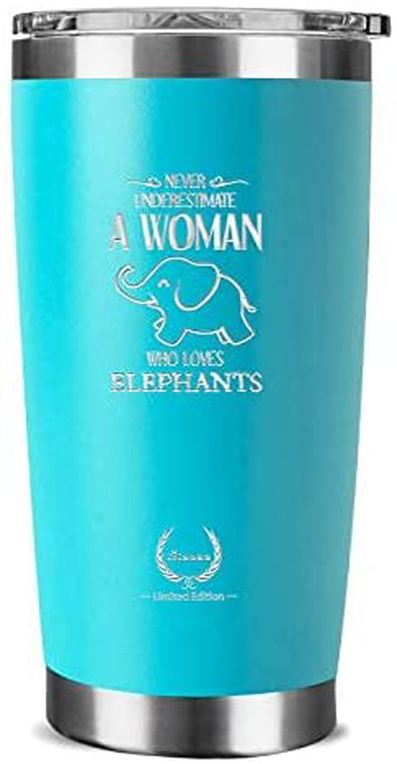 Wine Accessories |  Elephant Gifts For-Unique Mothers Day Gifts Birthday Gifts For Her Funny Novelty Wine Glass Personalized Present For Girlfriend,Coworkers, Friends Insulated Tumbler 20Oz Blue Bar Tools & Drinkware Bar Tools & Drinkware