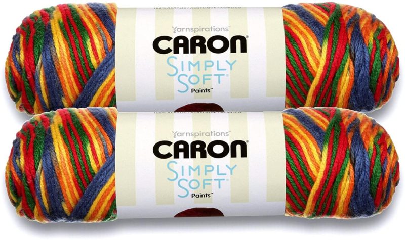 Yarn |  Caron Simply Soft Bulk Buy Paints 100% Acrylic Yarn (2-Pack) ~ 5 Oz. Skeins Arts, Crafts & Sewing Baby Brights #21015