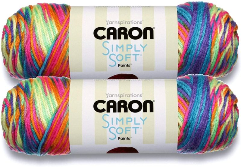 Yarn |  Caron Simply Soft Bulk Buy Paints 100% Acrylic Yarn (2-Pack) ~ 5 Oz. Skeins Arts, Crafts & Sewing Baby Brights #21015