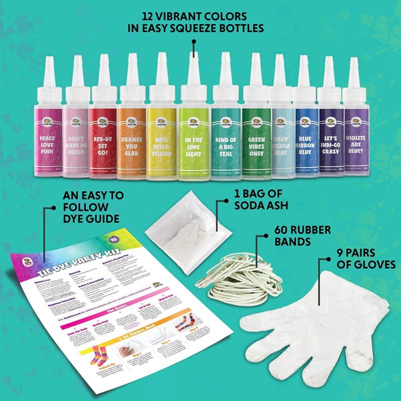 Fabric Painting & Dyeing |  Doodlehog Easy Tie Dye Party Kit For Kids, Adults, And Groups. Create Vibrant Designs With Non-Toxic Dye Arts, Crafts & Sewing DOODLE HOG