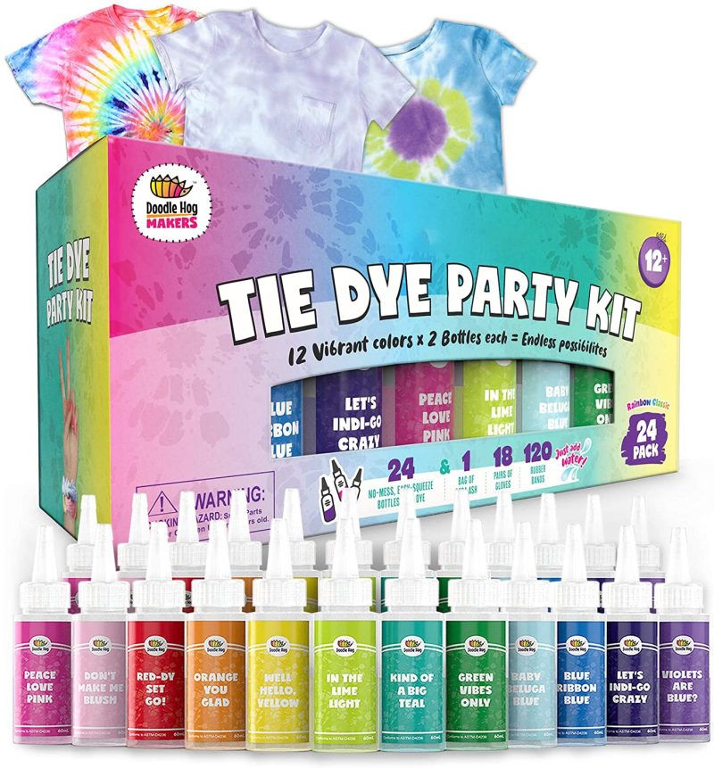 Fabric Painting & Dyeing |  Doodlehog Easy Tie Dye Party Kit For Kids, Adults, And Groups. Create Vibrant Designs With Non-Toxic Dye Arts, Crafts & Sewing DOODLE HOG