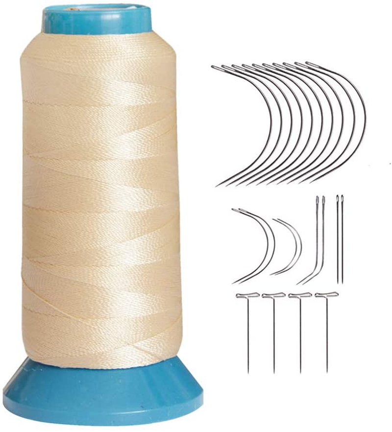 Sewing |  Weaving Thread High Strength Polyster Thread Size 210 D With 12 Pcs Of 9Cm-C Type Needles/Curved Hair Needles For Sew Arts, Crafts & Sewing Beige