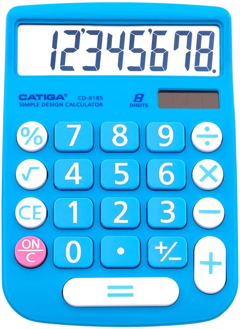 Education & Crafts |  Catiga Cd-8185 Office And Home Style Calculator – 8-Digit Lcd Display – Suitable For Desk And On The Move Use. (Blue) Education & Crafts black