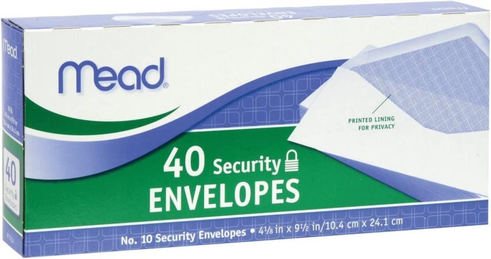 Envelopes, Mailers & Shipping Supplies |  Mead 10 Security Envelopes, 40 Count (75214) , White Home Office Products Envelopes, Mailers & Shipping Supplies