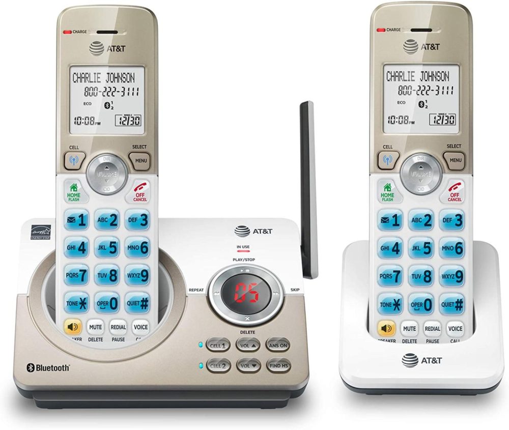 Office Electronics |  At&T Dl72219 Dect 6.0 Cordless Phone For Home With Connect To Cell, Call Blocking, 1.8" Backlit Screen, Big Buttons, Intercom, And Unsurpassed Range Set Home Office Products AT&T