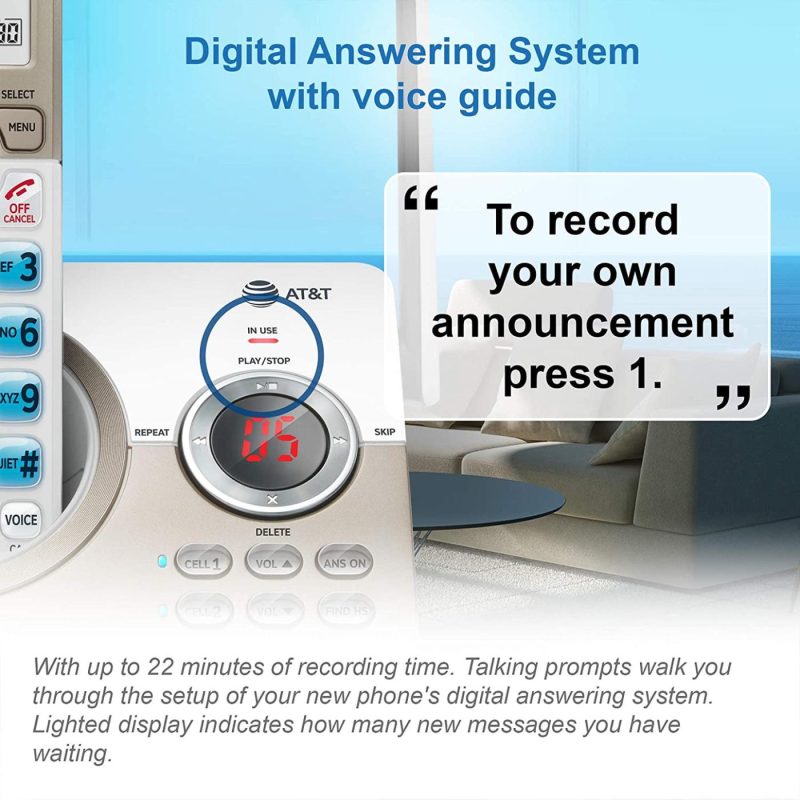 Office Electronics |  At&T Dl72219 Dect 6.0 Cordless Phone For Home With Connect To Cell, Call Blocking, 1.8" Backlit Screen, Big Buttons, Intercom, And Unsurpassed Range Set Home Office Products AT&T