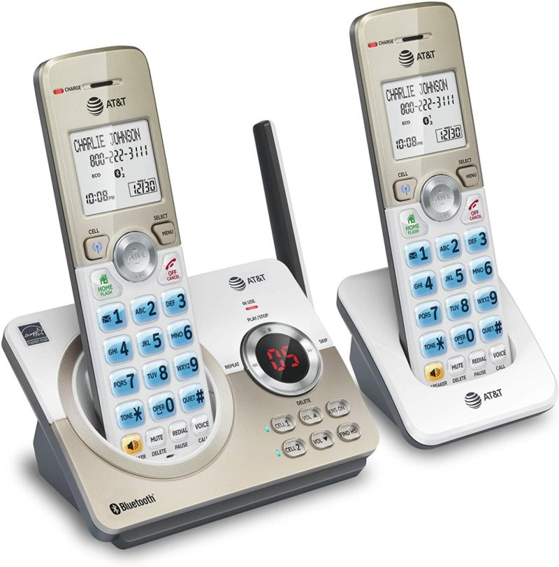 Office Electronics |  At&T Dl72219 Dect 6.0 Cordless Phone For Home With Connect To Cell, Call Blocking, 1.8" Backlit Screen, Big Buttons, Intercom, And Unsurpassed Range Set Home Office Products AT&T