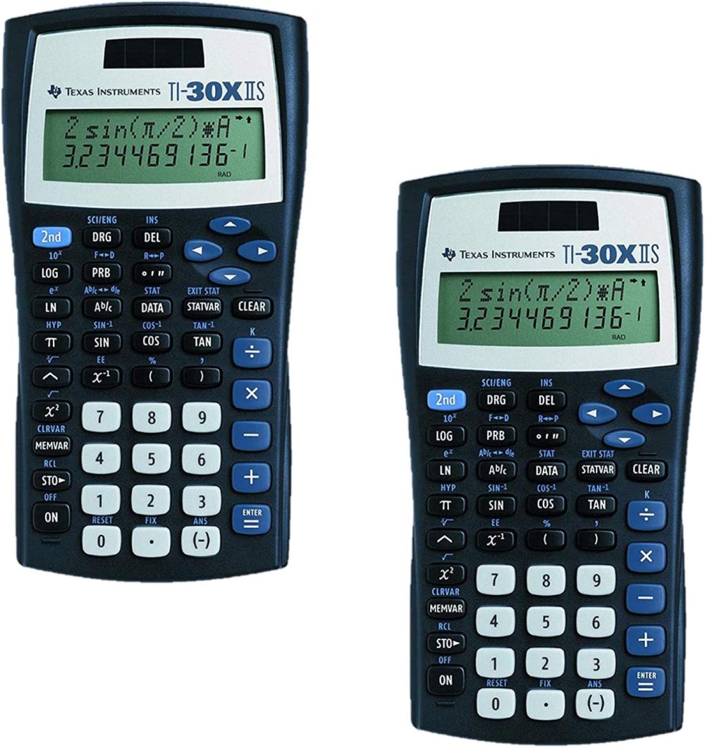 Office Electronics |  Texas Instruments Ti-30X Iis 2-Line Scientific Calculator, Black With Blue Accents 2 Pack Home Office Products Office Electronics