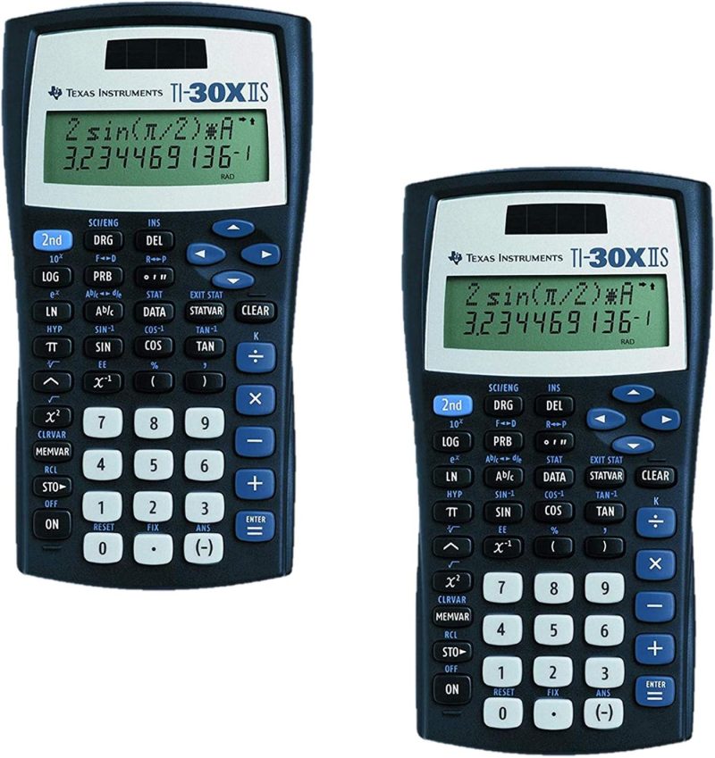 Office Electronics |  Texas Instruments Ti-30X Iis 2-Line Scientific Calculator, Black With Blue Accents 2 Pack Home Office Products Office Electronics