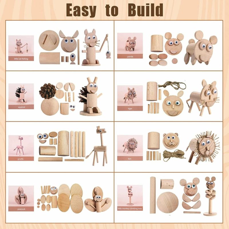 Education & Crafts |  8 In 1 Craft Wooden Puzzle For Kids Kids Boys Girls Educational Toys 3D Diy Stem Building Toys Toddler Animal Craft Kits Education & Crafts Education & Crafts