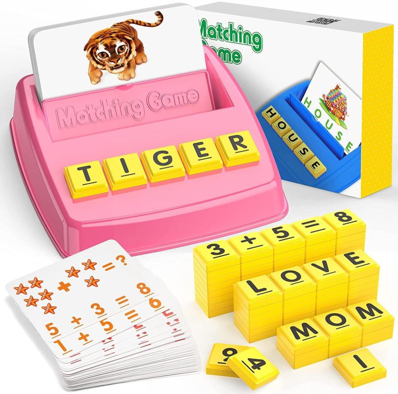 Education & Crafts |  Birthday Gifts For Kids Age 2-8 Educational Toys For Toddlers Matching Letter Game Sight Words Learning Games For Preschoolers Learning Toys Alphabet Flashcards For Kids Stocking Stuffer Pink Education & Crafts Education & Crafts