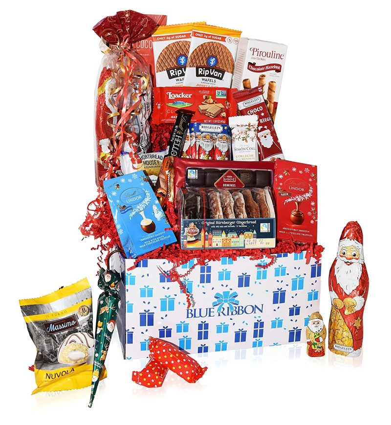 Education & Crafts |  Christmas Chocolate & Snacks Box Variety Gift Care Package Basket – Truffles, Cookies, Santa, Cady Pack For Office, Girl, Schools, Friends & Family, Military, College, Son, Daughter, Men,, Kids Education & Crafts Blue Ribbon