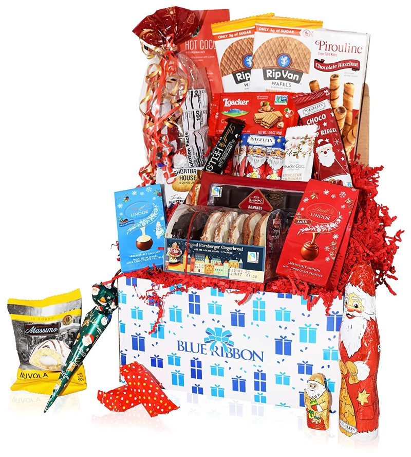 Education & Crafts |  Christmas Chocolate & Snacks Box Variety Gift Care Package Basket – Truffles, Cookies, Santa, Cady Pack For Office, Girl, Schools, Friends & Family, Military, College, Son, Daughter, Men,, Kids Education & Crafts Blue Ribbon