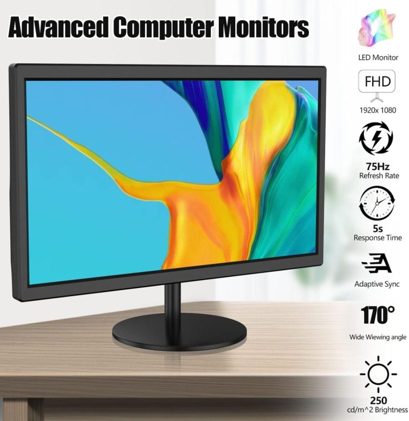 Education & Crafts |  Feihe 21.5 Inch Full Hd 1080P Monitor With Vga & Hdmi Ports,75Hz Refresh,Rate & 5S Response Time,Computer Monitor For Business And Office Education & Crafts Education & Crafts