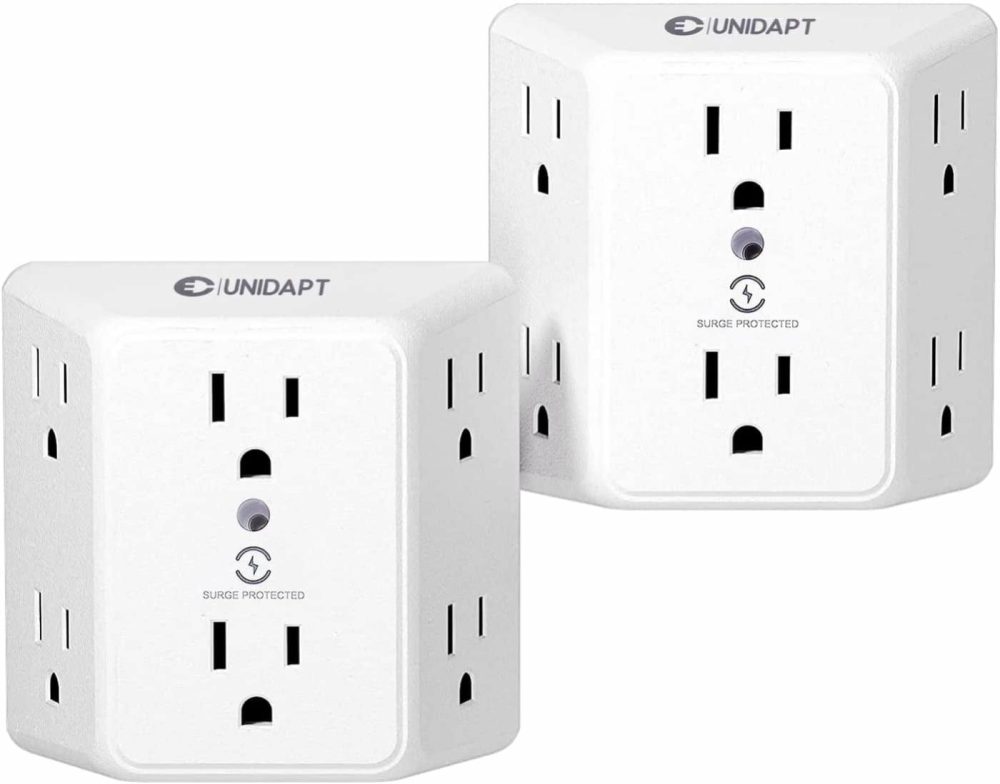 Education & Crafts |  Multi Plug 6 Outlet Extender, 2 Pack Surge Protector Wall Splitter, 1800J Power Strip 3 Side Wide Spaced Adapter Multiple Charger Expander, Mountable Wall Tap For Office Home Travel Etl Listed Education & Crafts Education & Crafts