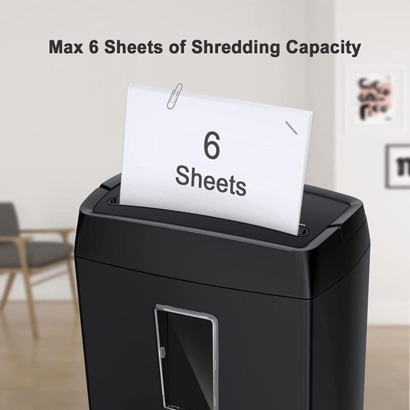 Education & Crafts |  Paper Shredder For Home & Office Use, 6-Sheet Cross-Cut Paper Shredder, 4-Minute Continuous Running Time, 3.4 Gallons Wastebasket, Black Education & Crafts bonsaii