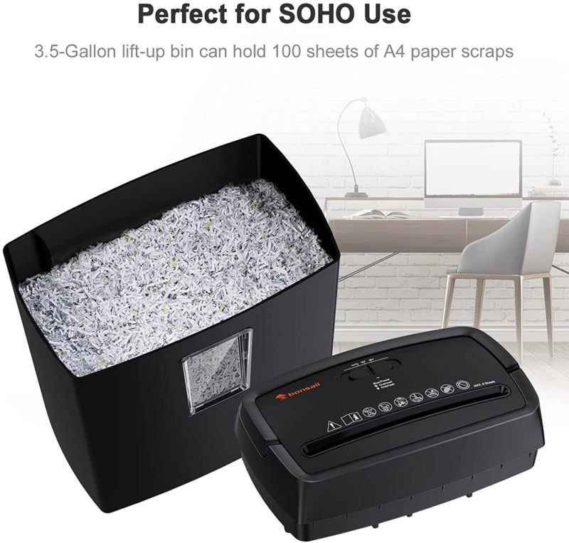 Education & Crafts |  Paper Shredder For Home & Office Use, 6-Sheet Cross-Cut Paper Shredder, 4-Minute Continuous Running Time, 3.4 Gallons Wastebasket, Black Education & Crafts bonsaii