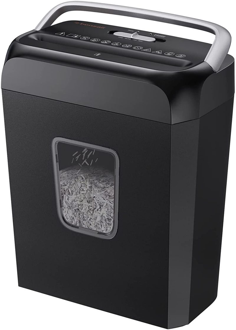 Education & Crafts |  Paper Shredder For Home & Office Use, 6-Sheet Cross-Cut Paper Shredder, 4-Minute Continuous Running Time, 3.4 Gallons Wastebasket, Black Education & Crafts bonsaii