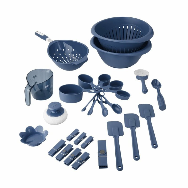 Kitchen & Dining |  28-Piece Plastic Kitchen Tools And Gadgets Set, Navy Blue Home Decor & Cleaning Bradshaw