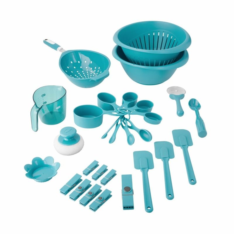 Kitchen & Dining |  28-Piece Plastic Kitchen Tools And Gadgets Set, Navy Blue Home Decor & Cleaning Bradshaw