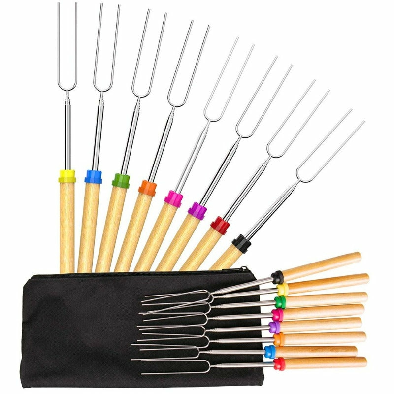 Kitchen & Dining |  8 Pcs Marshmallow Roasting Sticks For Fire Pit 32Inch, Smores Sticks Skewers, Telescoping Hot Dog Roasting Sticks For Campfire Home Decor & Cleaning Kitchen & Dining