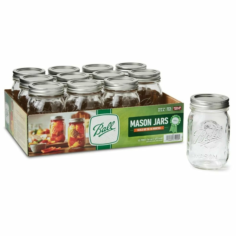 Kitchen Utensils & Gadgets |  12 Count Ball Regular Mouth 16Oz Pint Mason Jars With Lids & Bands Home Decor & Cleaning 12