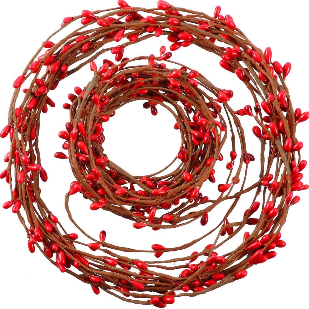 Seasonal Décor |  40 Feet Double Pip Garland Berry Garland Floral Craft Country Pip Berry Garland Floral Craft Decor, Artificial Red Berry Christmas Garland, 2 Roll Home Decor & Cleaning Gejoy