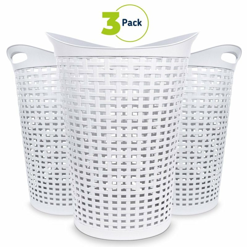 Storage & Organization |  3 Pack Flexible Round Wicker Hamper Home Decor & Cleaning Starplast