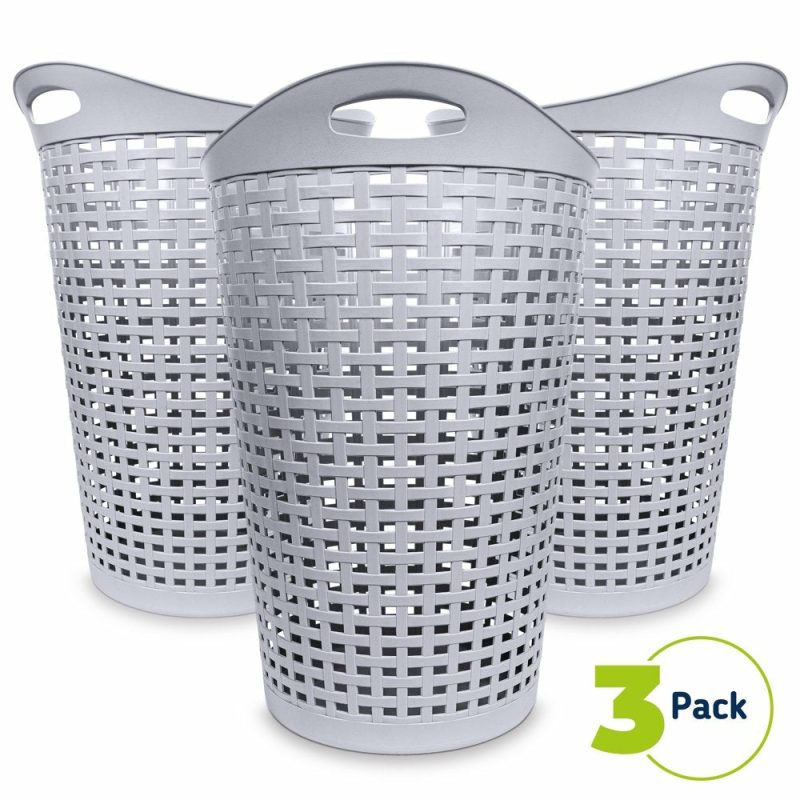 Storage & Organization |  3 Pack Flexible Round Wicker Hamper Home Decor & Cleaning Starplast