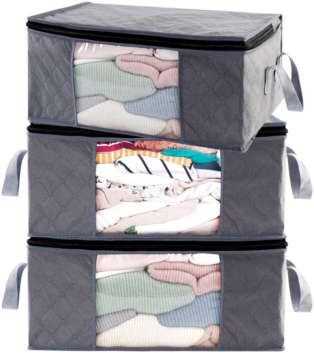 Storage & Organization |  Abo Gear G01 Bins Bags Closet Organizers Sweater Clothes Storage Containers, 3Pc Pack, Gray, 3 Count Home Decor & Cleaning ABO Gear