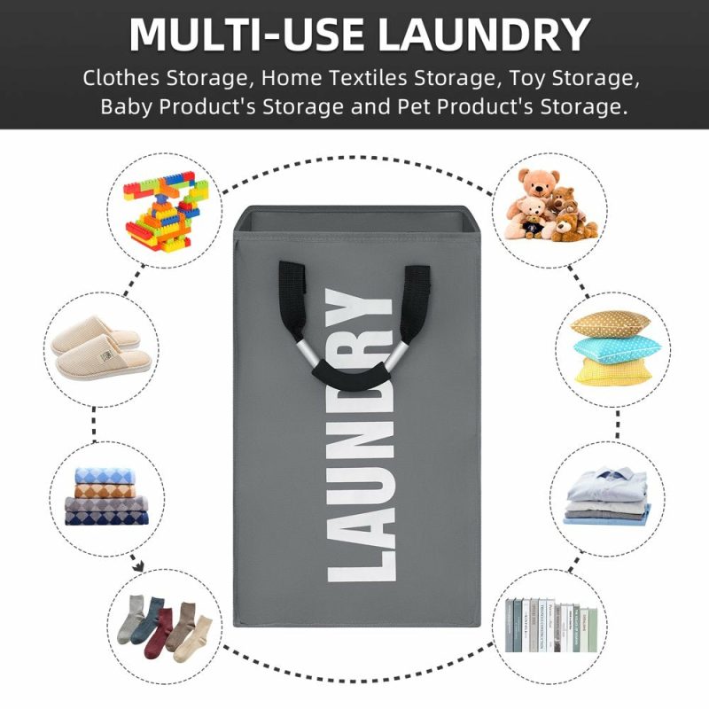 Storage & Organization |  Laundry Baskets 131321 Inches Collapsible Laundry Hmaper Waterproof Clothes Hampers For Laundry Oxford Laundry Bags With Handles Home Decor & Cleaning Dark Gray