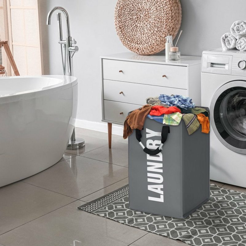 Storage & Organization |  Laundry Baskets 131321 Inches Collapsible Laundry Hmaper Waterproof Clothes Hampers For Laundry Oxford Laundry Bags With Handles Home Decor & Cleaning Dark Gray