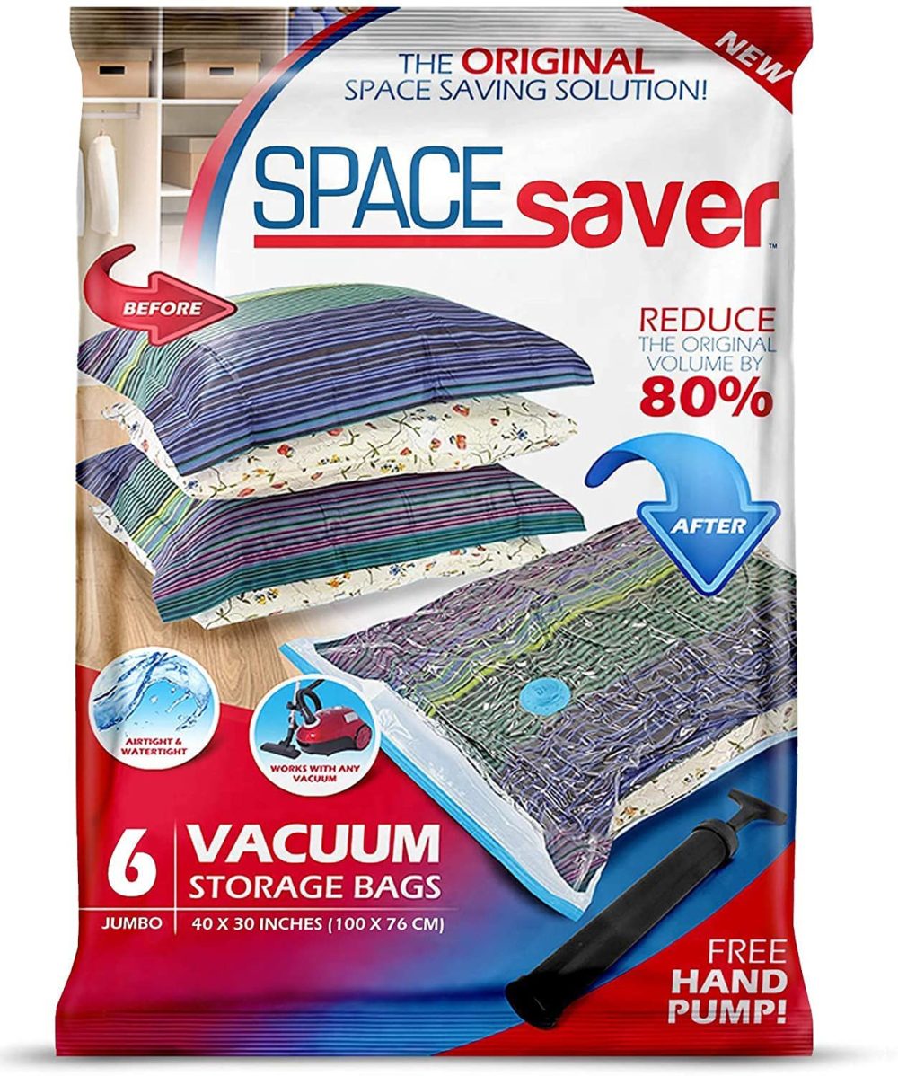 Storage & Organization |  Spacesaver Premium Vacuum Storage Bags. 80% More Storage! Hand-Pump For Travel! Double-Zip Seal And Triple Seal Turbo-Valve For Max Space Saving! (Jumbo 6 Pack) Home Decor & Cleaning Jumbo 6 Pack