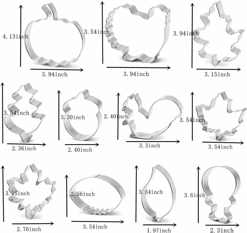 Bakeware |  11 Piece Large Fall Thanksgiving Cookie Cutter Set With Turkey Turkey Leg Pumpkin Squirrel Acorn Football Maple Leaf Oak Leaf Teardrop Leaf Fondant Mold Bakeware Bakeware