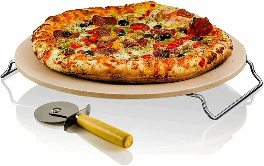 Kitchen & Dining |  Ceramic Flat 13 Inch Pizza Stone Set Bakeware Bakeware