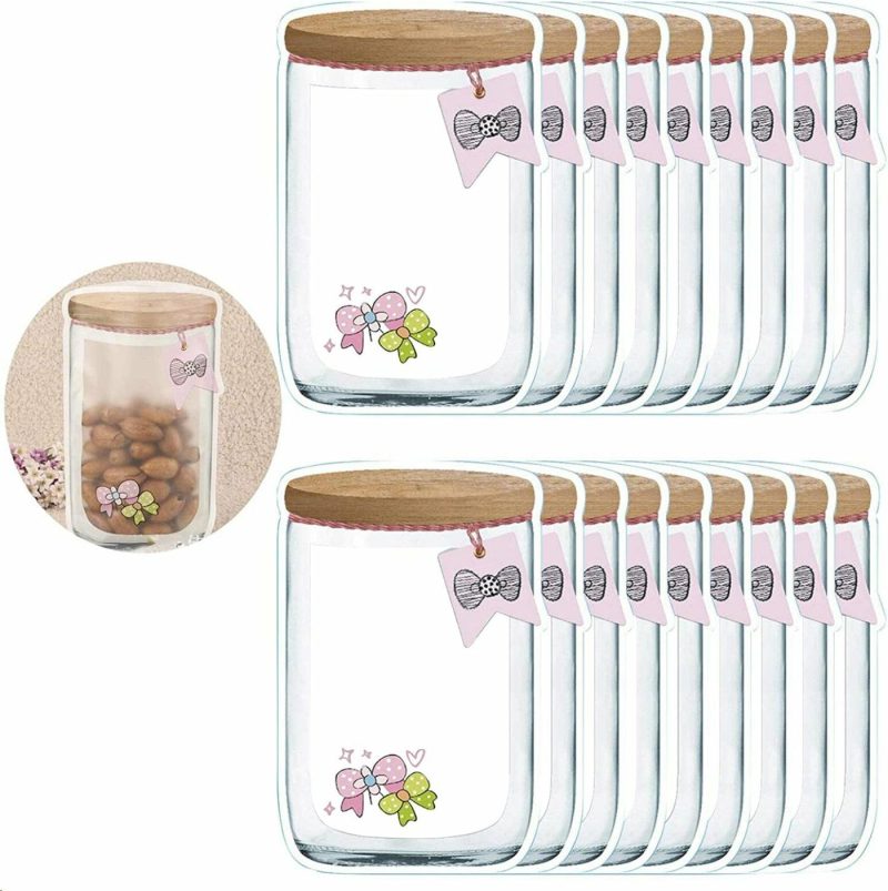 Storage & Organization |  20 Pcs Reusable Mason Jar Zipper Bags Mason Jar Bag Refrigerator Organizer Stand-Up Airtight Seal Saver Bags Food Storage Sandwich Bags For Kitchen Kids Snack Home Decor & Cleaning Enkrio