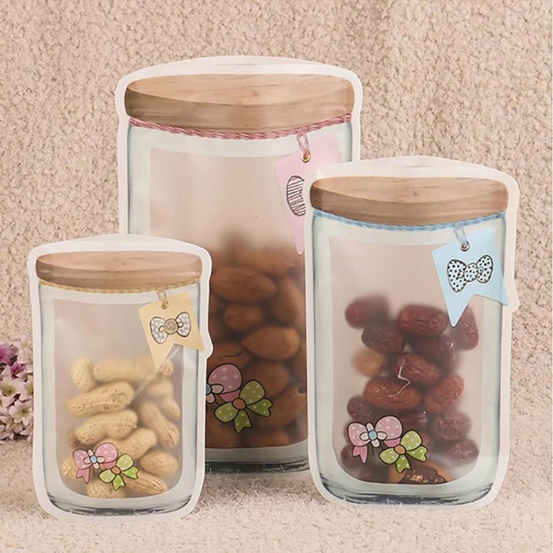 Storage & Organization |  20 Pcs Reusable Mason Jar Zipper Bags Mason Jar Bag Refrigerator Organizer Stand-Up Airtight Seal Saver Bags Food Storage Sandwich Bags For Kitchen Kids Snack Home Decor & Cleaning Enkrio