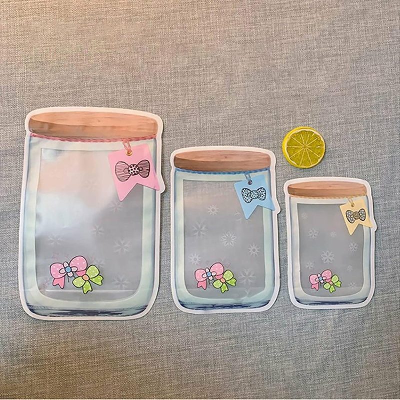 Storage & Organization |  20 Pcs Reusable Mason Jar Zipper Bags Mason Jar Bag Refrigerator Organizer Stand-Up Airtight Seal Saver Bags Food Storage Sandwich Bags For Kitchen Kids Snack Home Decor & Cleaning Enkrio