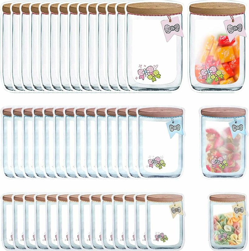 Storage & Organization |  20 Pcs Reusable Mason Jar Zipper Bags Mason Jar Bag Refrigerator Organizer Stand-Up Airtight Seal Saver Bags Food Storage Sandwich Bags For Kitchen Kids Snack Home Decor & Cleaning Enkrio