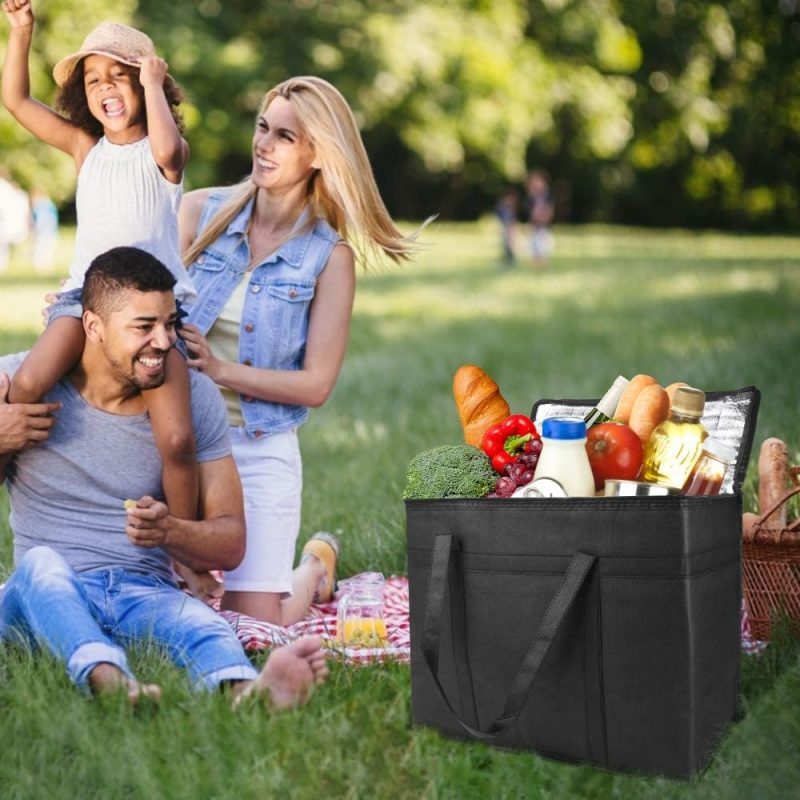 Storage & Organization |  Reusable Grocery Bags, 3-Pack Insulated Grocery Bags Load-Bearing 30Lbs Large Shopping Bags With Zipper, Foldable And Washable Food Delivery Bag For Shopping, Kitchen, Supermarket Home Decor & Cleaning IUMÉ