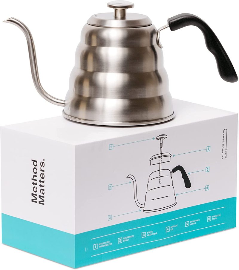 Cookware |  Barista Warrior Stainless Steel Pour Over Coffee & Tea Kettle With Thermometer For Exact Temperature – Gooseneck Spout Pots – Kitchen Appliances & Dorm Essentials (Copper Coated, 1.2 Liter, 40 Fl Oz) Cookware Barista Warrior